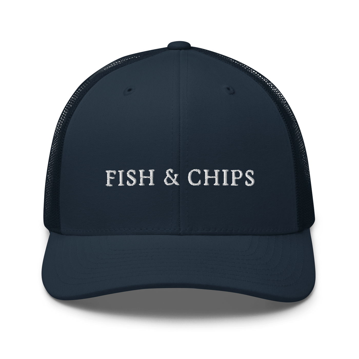 Fish & Chips Trucker Cap - Navy - - Just Another Cap Store