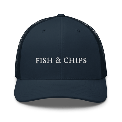 Fish & Chips Trucker Cap - Navy - - Just Another Cap Store