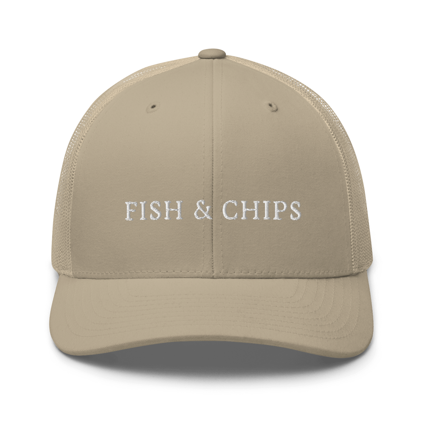 Fish & Chips Trucker Cap - Khaki - - Just Another Cap Store