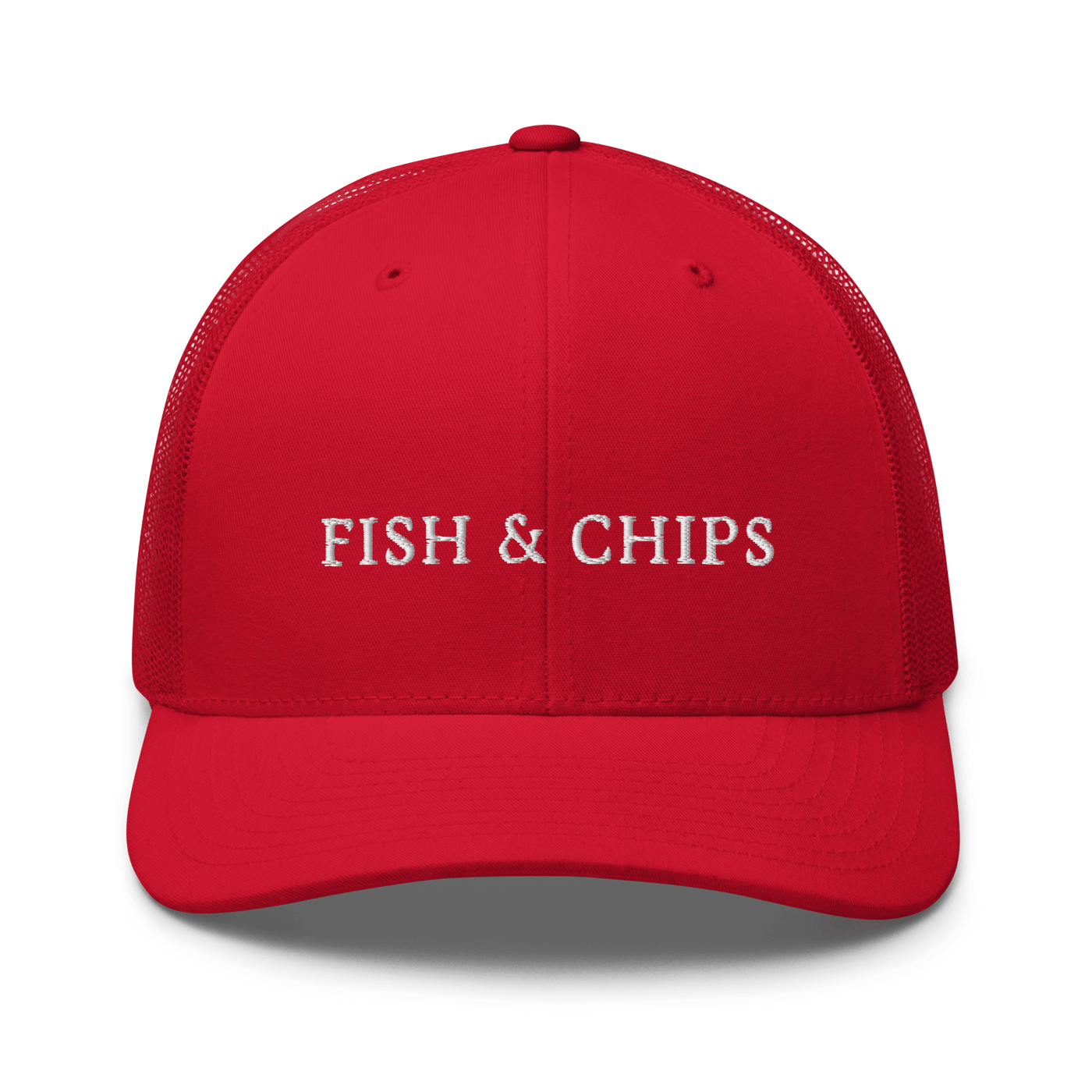 Fish & Chips Trucker Cap - Red - - Just Another Cap Store