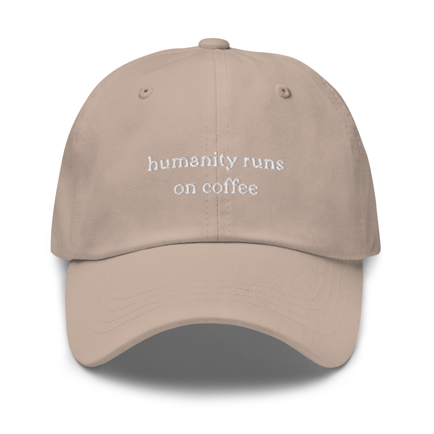 Humanity Runs on Coffee Dad hat - Stone - - Just Another Cap Store
