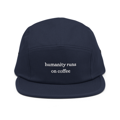 Humanity Runs on Coffee Five Panel Cap - Navy - - Just Another Cap Store
