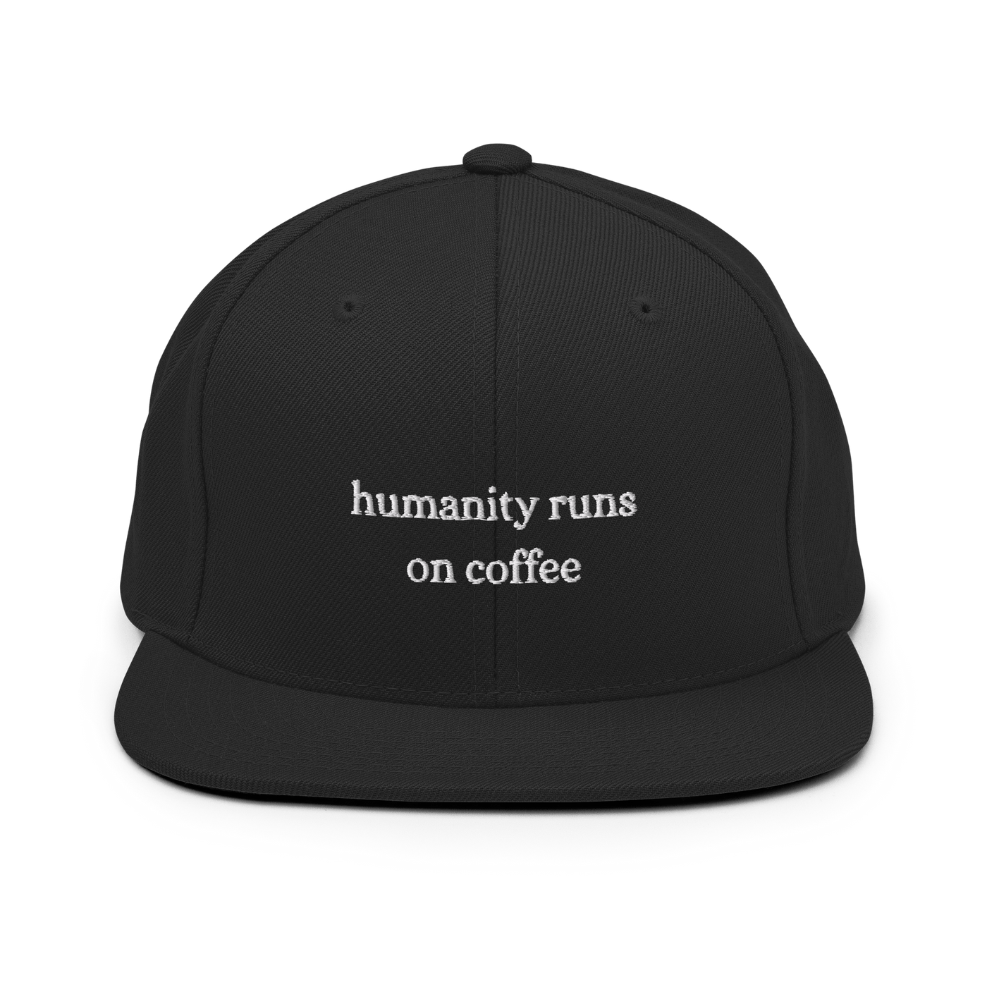 Humanity runs on coffee Snapback Hat - Black - - Just Another Cap Store