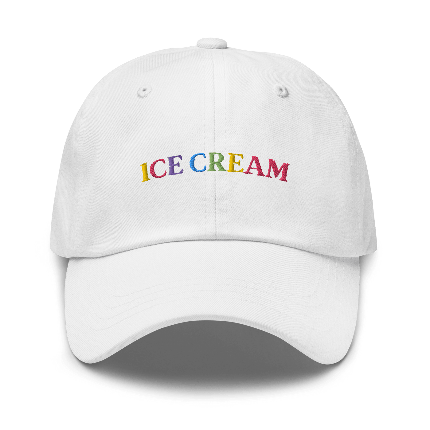 Ice Cream Text Dad hat - White - - Just Another Cap Store