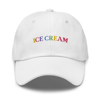 Ice Cream Text Dad hat - White - - Just Another Cap Store