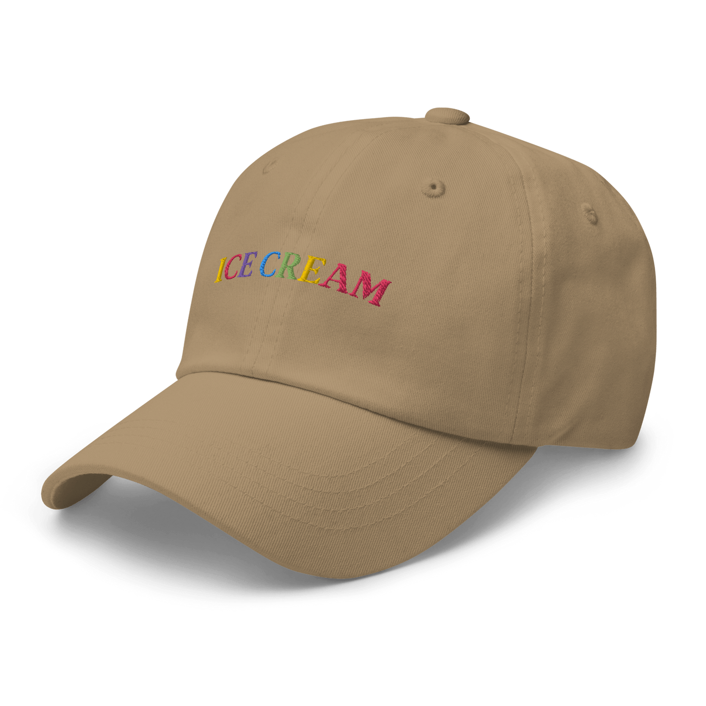 Ice Cream Text Dad hat - Khaki - - Just Another Cap Store