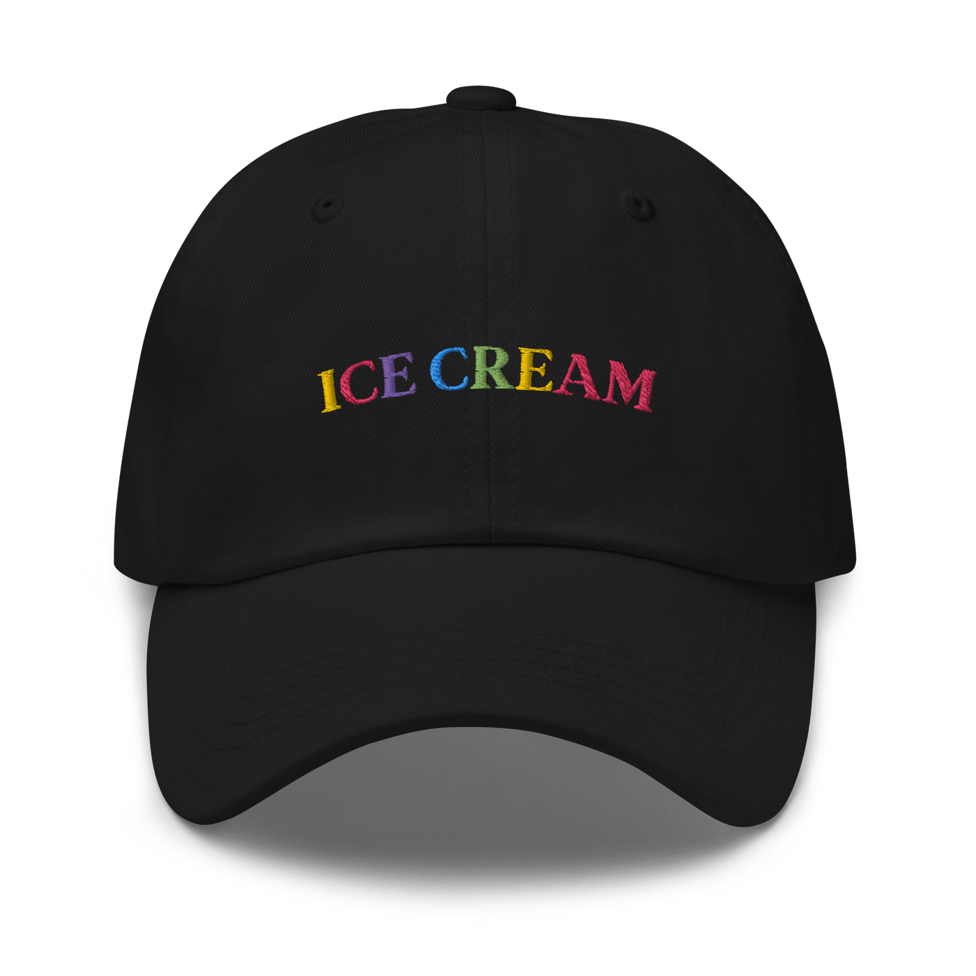 Ice Cream Text Dad hat - Black - - Just Another Cap Store