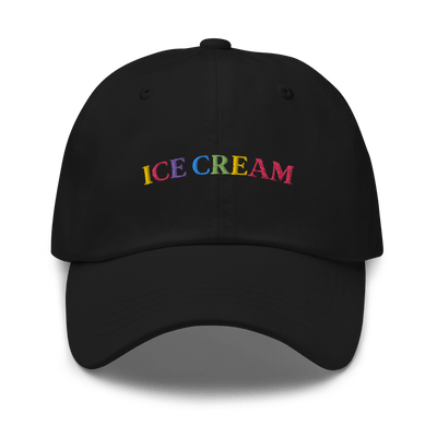 Ice Cream Text Dad hat - Black - - Just Another Cap Store