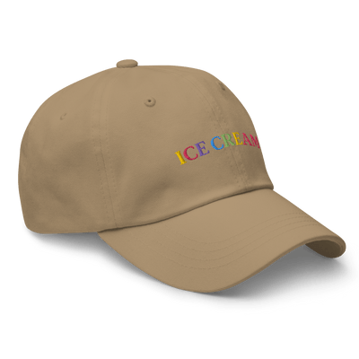 Ice Cream Text Dad hat - Khaki - - Just Another Cap Store