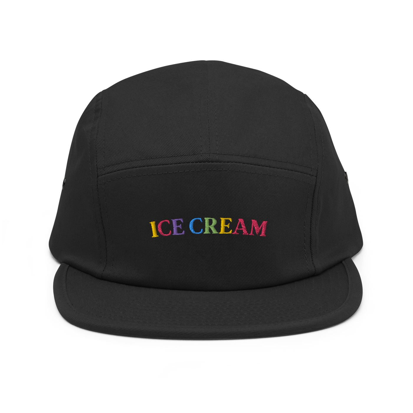Ice Cream Text Five Panel Hat - Black - - Just Another Cap Store