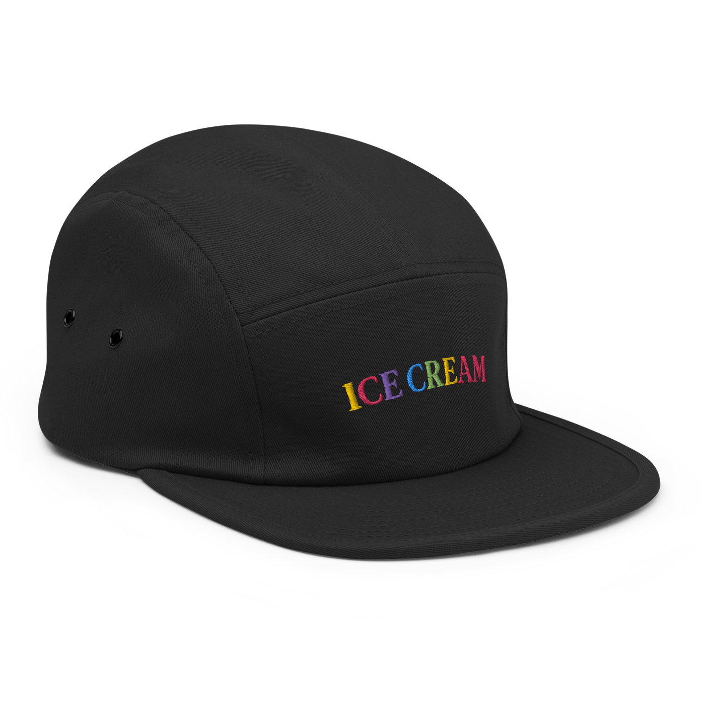 Ice Cream Text Five Panel Hat - Black - - Just Another Cap Store