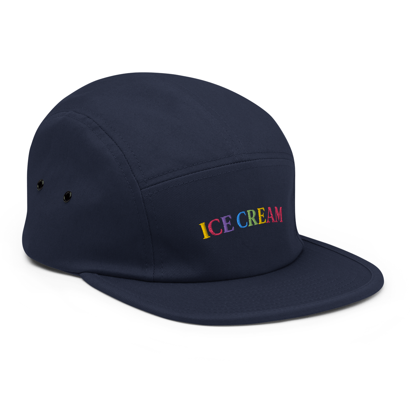 Ice Cream Text Five Panel Hat - Navy - - Just Another Cap Store