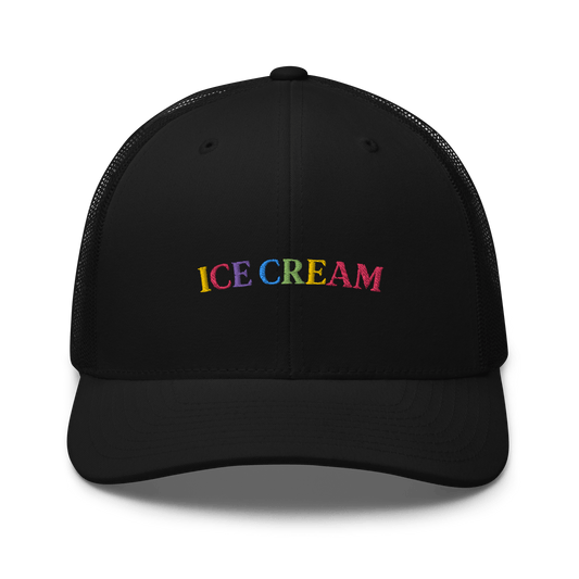 Ice Cream Text Trucker Cap - Black - - Just Another Cap Store