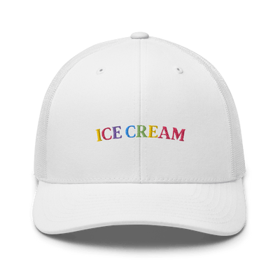 Ice Cream Text Trucker Cap - White - - Just Another Cap Store