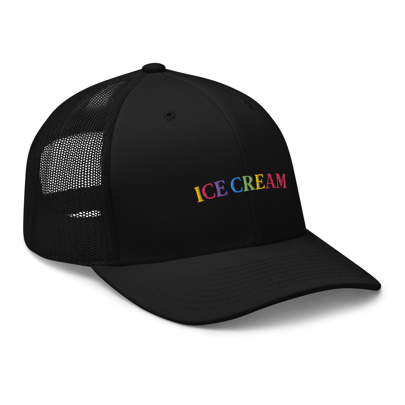 Ice Cream Text Trucker Cap - Black - - Just Another Cap Store
