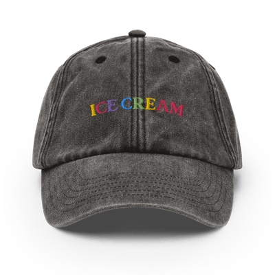 Ice Cream Text Vintage Hat - Vintage Black - - Just Another Cap Store