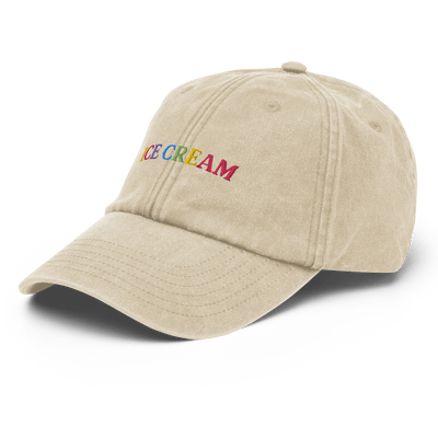 Ice Cream Text Vintage Hat - Vintage Stone - - Just Another Cap Store