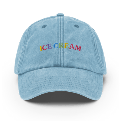 Ice Cream Text Vintage Hat - Vintage Light Denim - - Just Another Cap Store