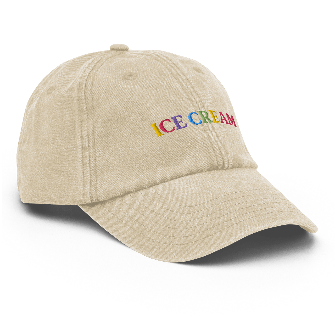 Ice Cream Text Vintage Hat - Vintage Stone - - Just Another Cap Store