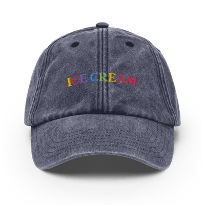 Ice Cream Text Vintage Hat - Vintage Denim - - Just Another Cap Store