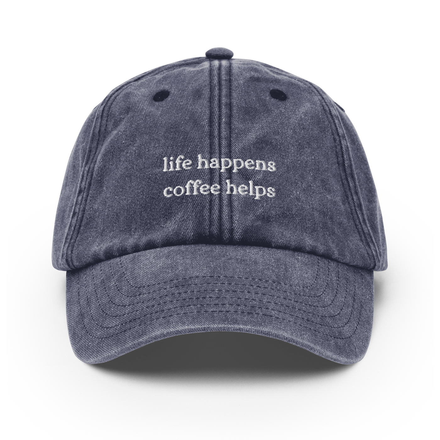 Life Happens Coffee Helps Vintage Hat - Vintage Denim - - Just Another Cap Store