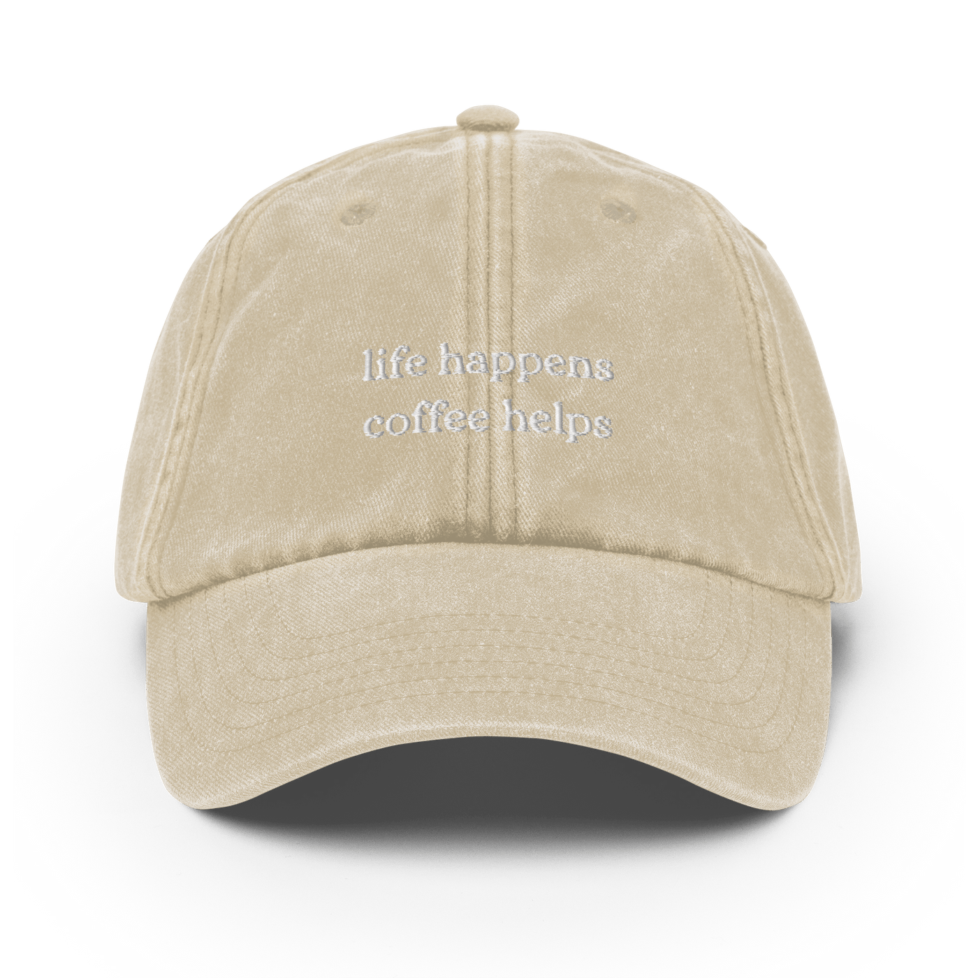 Life Happens Coffee Helps Vintage Hat - Vintage Stone - - Just Another Cap Store