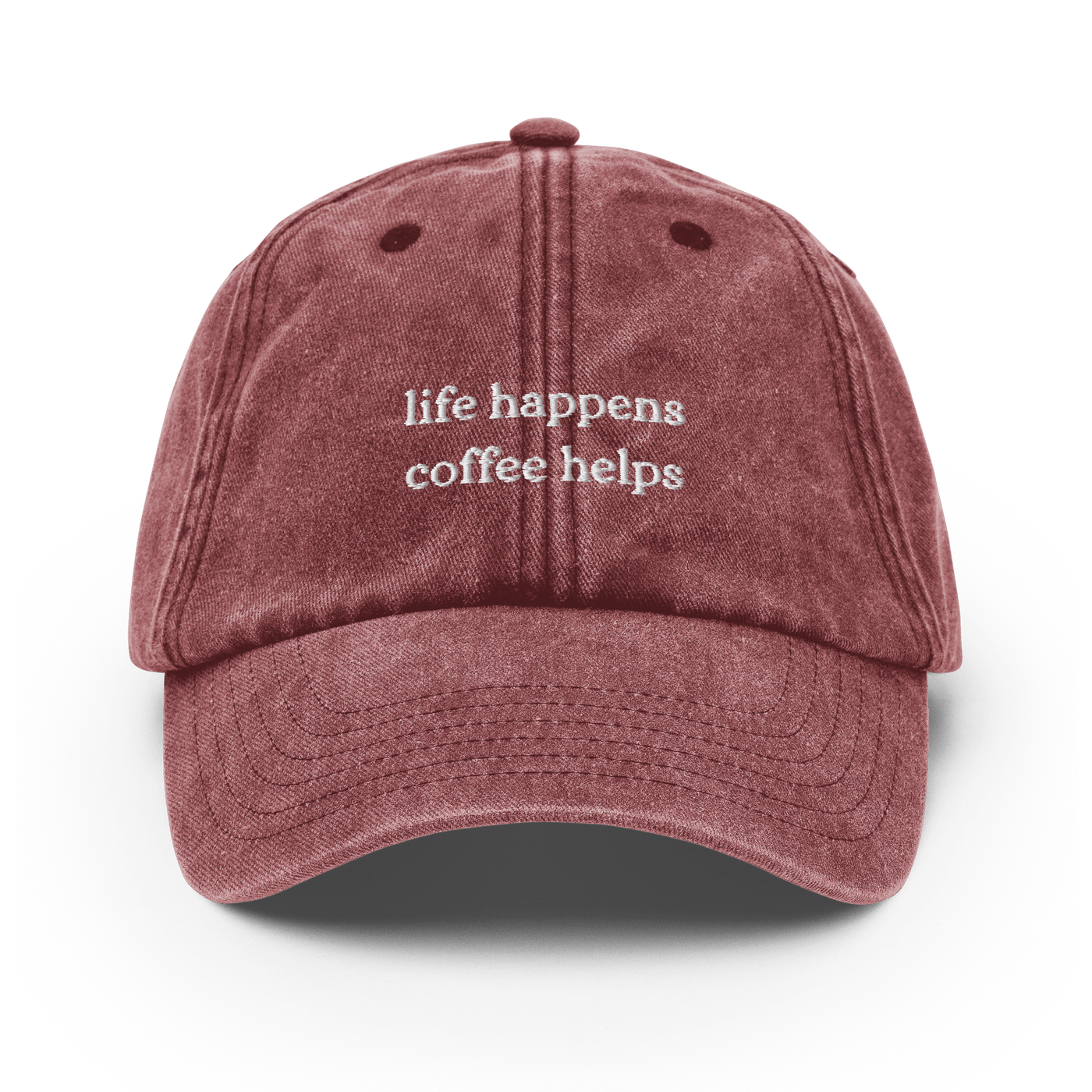 Life Happens Coffee Helps Vintage Hat - Vintage Red - - Just Another Cap Store