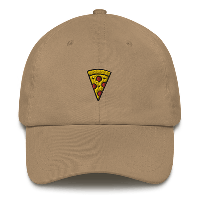 Pizza Icon Dad Hat - Khaki - - Just Another Cap Store