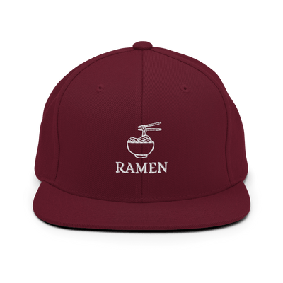 Ramen Bowl Snapback Hat - Maroon - - Just Another Cap Store