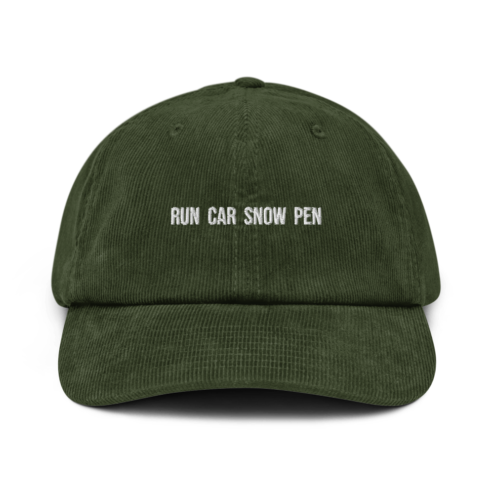 Run Car Snow Pen Corduroy hat - Dark Olive - - Just Another Cap Store