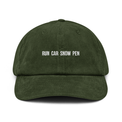 Run Car Snow Pen Corduroy hat - Dark Olive - - Just Another Cap Store
