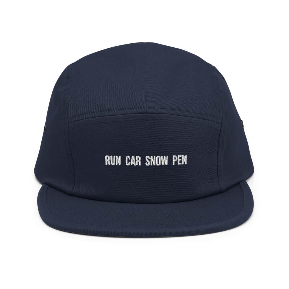 Run Car Snow Pen Five Panel Hat - Navy - - Just Another Cap Store