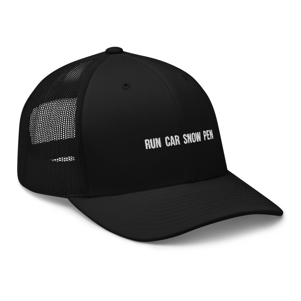 Run Car Snow Pen Trucker Cap - Black - - Just Another Cap Store