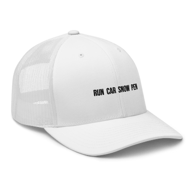 Run Car Snow Pen Trucker Cap - White - - Just Another Cap Store