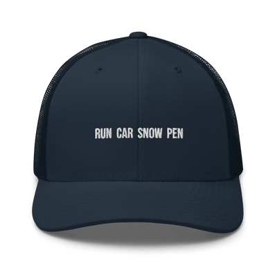 Run Car Snow Pen Trucker Cap - Navy - - Just Another Cap Store