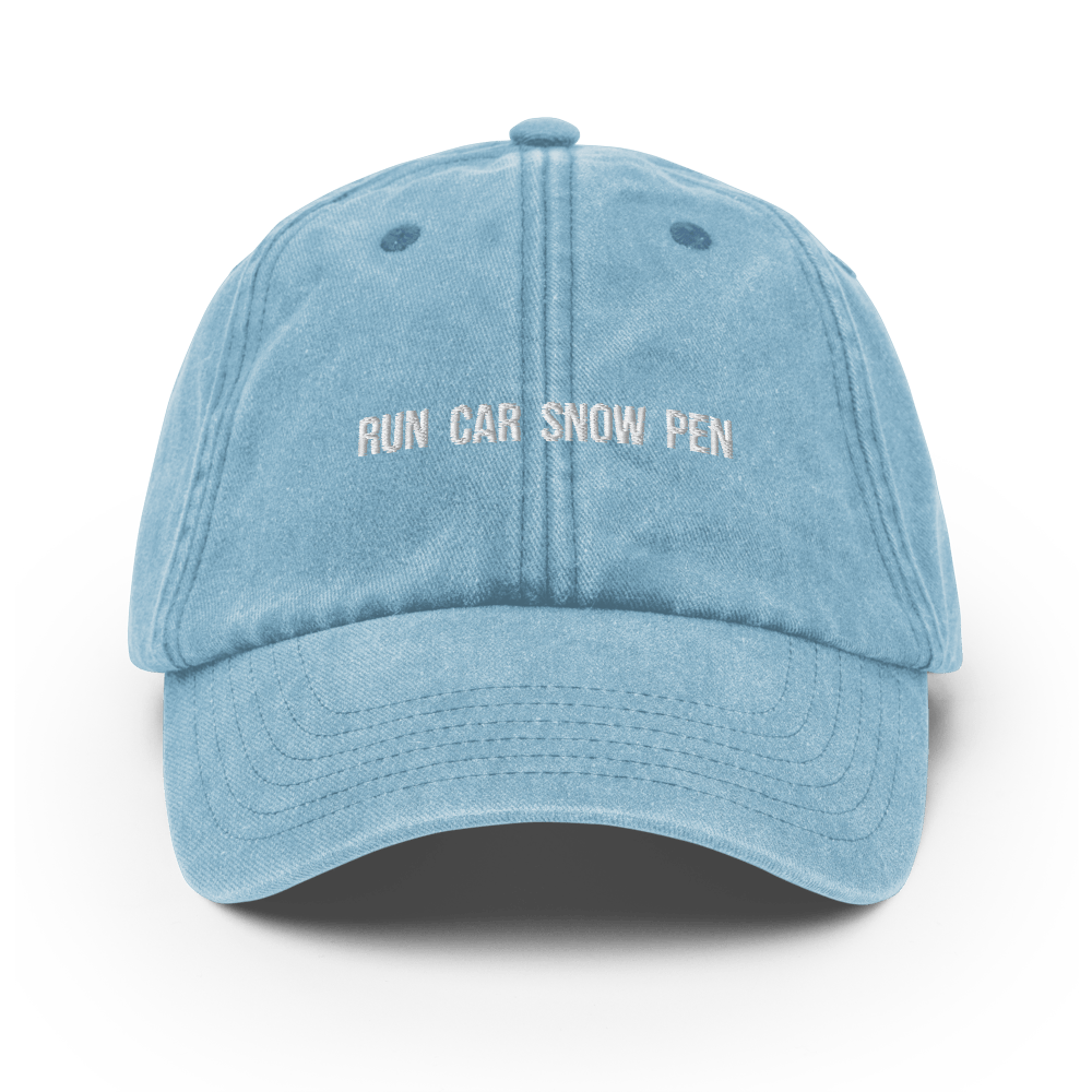 Run Car Snow Pen Vintage Hat - Vintage Light Denim - - Just Another Cap Store