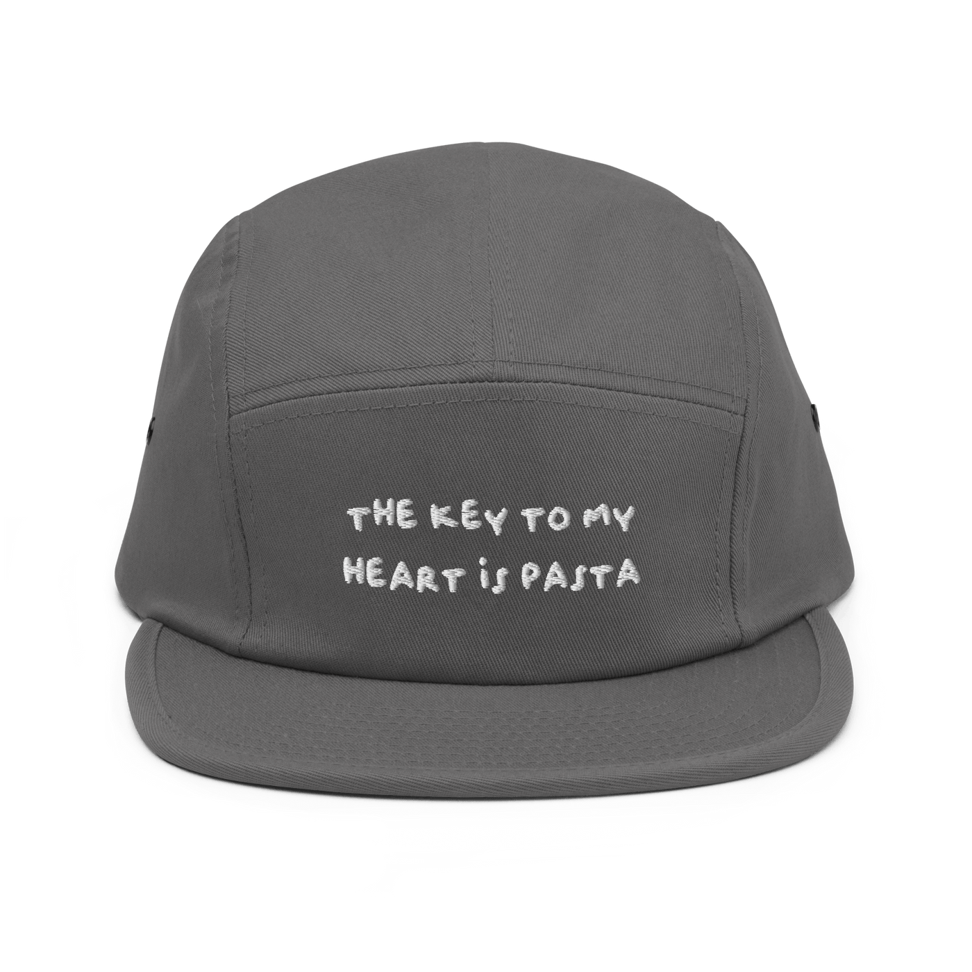 The key to my heart is Pasta Five Panel Cap - Grey - - Just Another Cap Store
