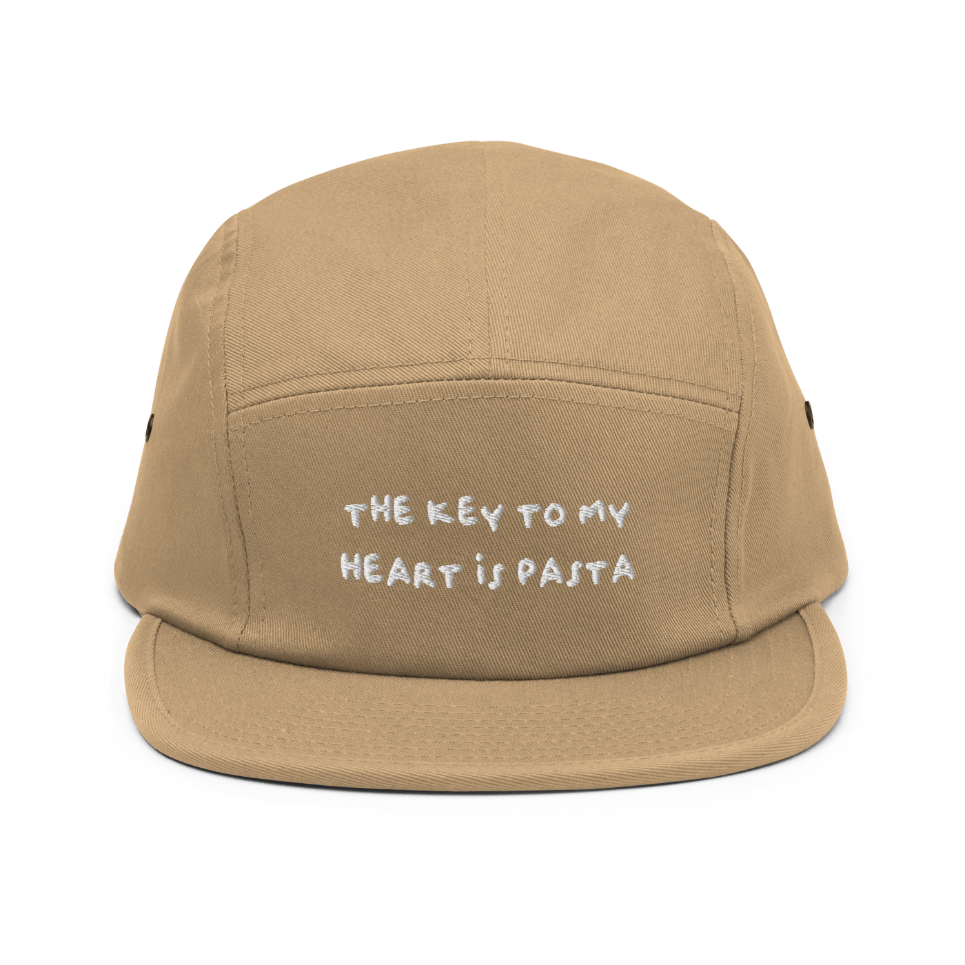 The key to my heart is Pasta Five Panel Cap - Khaki - - Just Another Cap Store