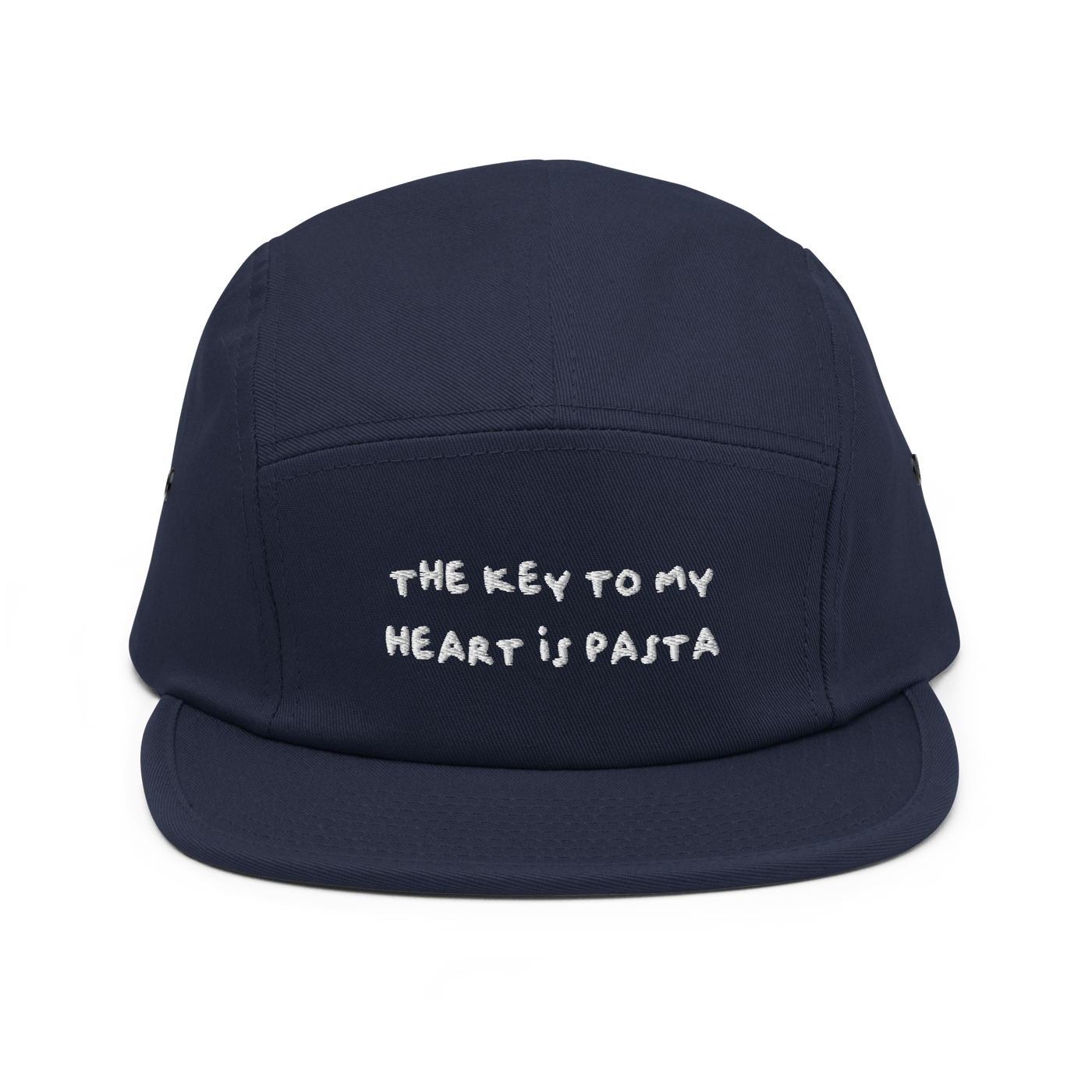 The key to my heart is Pasta Five Panel Cap - Navy - - Just Another Cap Store