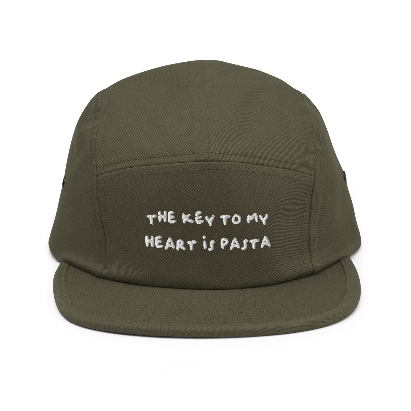 The key to my heart is Pasta Five Panel Cap - Olive - - Just Another Cap Store