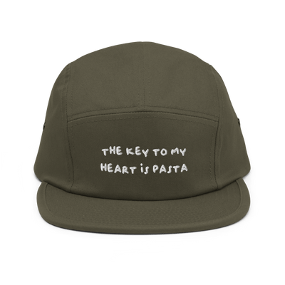 The key to my heart is Pasta Five Panel Cap - Olive - - Just Another Cap Store
