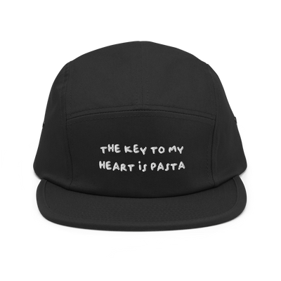 The key to my heart is Pasta Five Panel Cap - Black - - Just Another Cap Store