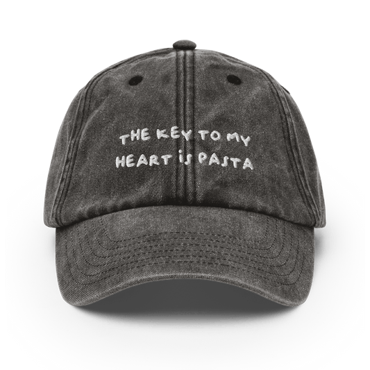 The key to my heart is pasta Vintage Hat - Vintage Black - - Just Another Cap Store