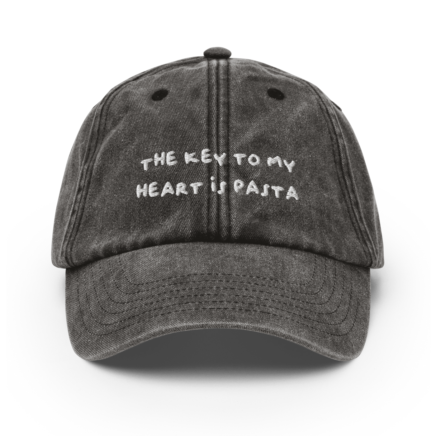 The key to my heart is pasta Vintage Hat - Vintage Black - - Just Another Cap Store