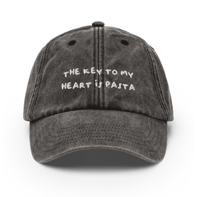 The key to my heart is pasta Vintage Hat - Vintage Black - - Just Another Cap Store