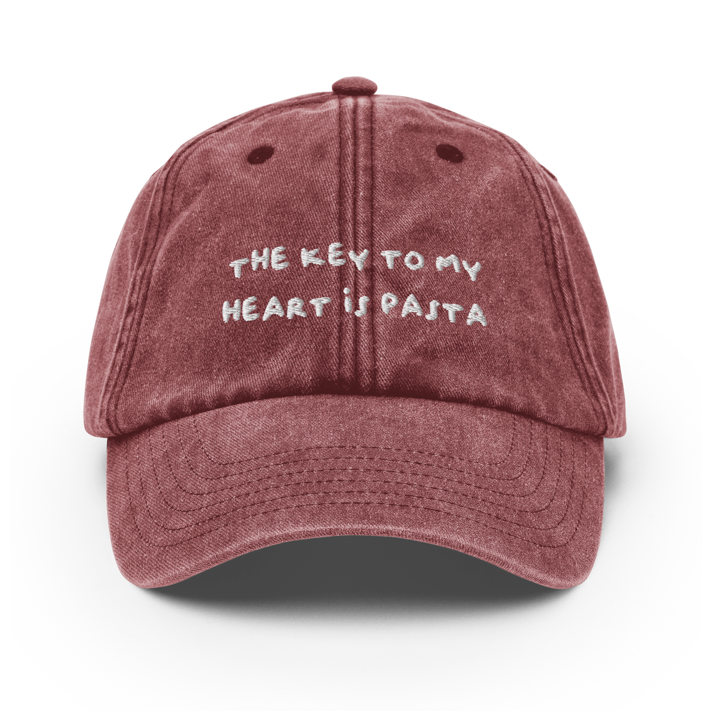 The key to my heart is pasta Vintage Hat - Vintage Red - - Just Another Cap Store