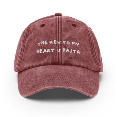 The key to my heart is pasta Vintage Hat - Vintage Red - - Just Another Cap Store
