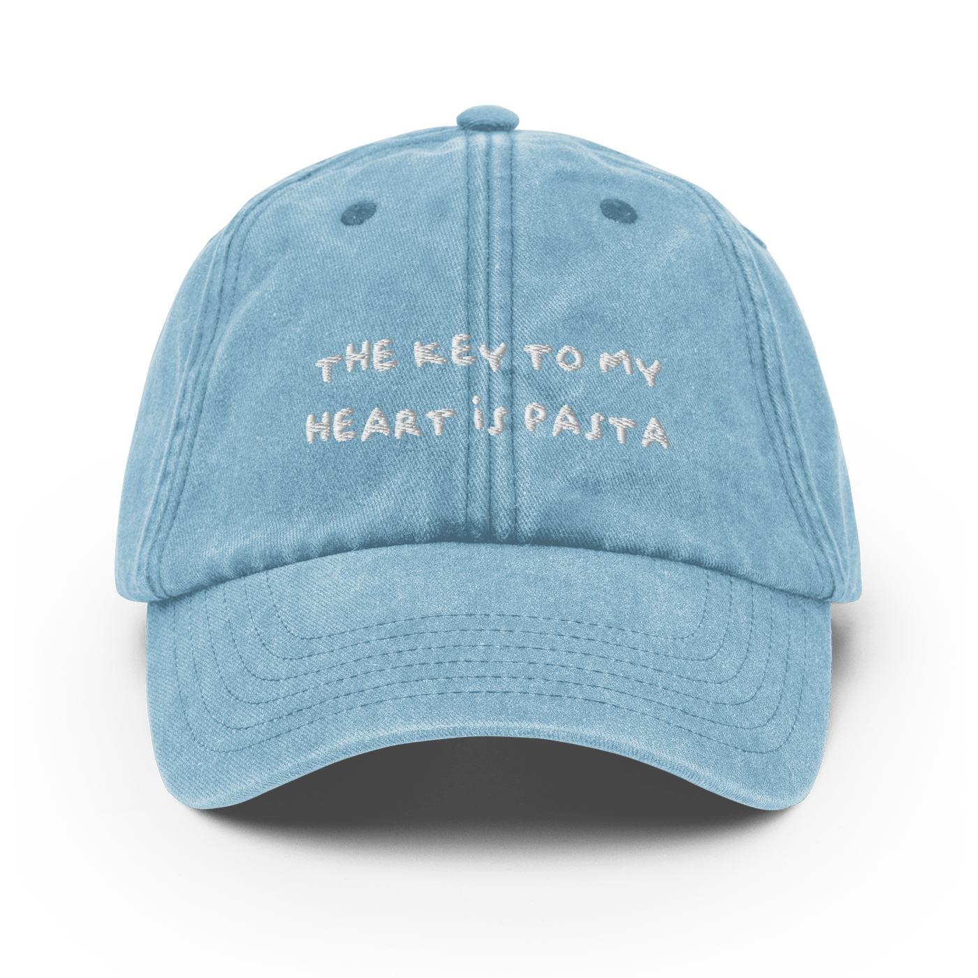 The key to my heart is pasta Vintage Hat - Vintage Light Denim - - Just Another Cap Store